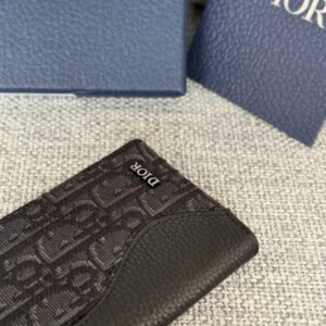 Replica Dior Bi Fold Card Holder Oblique Black - top-rated replica designer bag