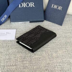 Replica Dior Bi Fold Card Holder Oblique Black - top-tier luxury replica shoulder bag