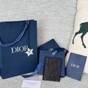 Replica Dior Bi Fold Card Holder Oblique Black - near-authentic luxury replica handbag