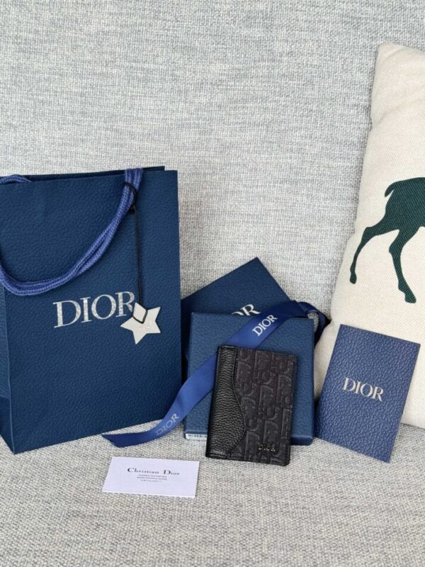 Replica Dior Bi Fold Card Holder Oblique Black - near-authentic luxury replica handbag