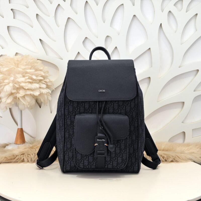 Replica Dior Saddle Backpack with Flap Black - high-end fake designer purse