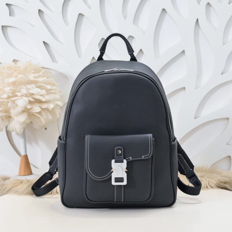 Replica Dior Saddle Zip Backpack Black Grained Calfskin - authentic-look luxury purse replica