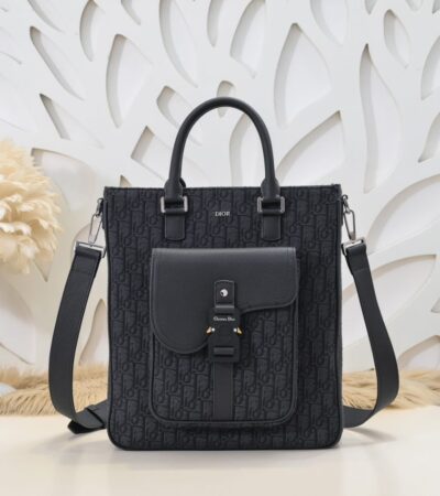Replica Dior Saddle Shopping Tote Oblique Black - realistic designer-inspired fake bag