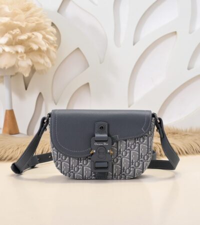 Replica Dior Saddle Messenger Bag Oblique Grey - best quality luxury bag dupe