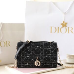 Replica My Dior Top Handle Bag Black Canvas - high-end fake designer purse