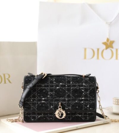 Replica My Dior Top Handle Bag Black Canvas - high-end fake designer purse