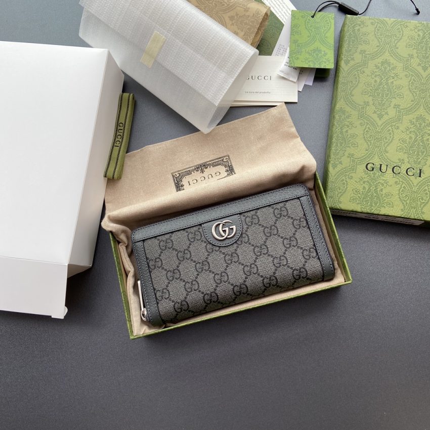 Replica Gucci Ophidia Zipper Wallet Grey - high-end fake designer purse