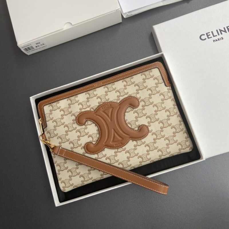 Replica Celine Triumphe Clutch White - near-authentic luxury replica handbag