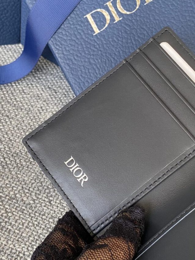 Replica Dior Bi Fold Card Holder Oblique White - high-end fake designer purse