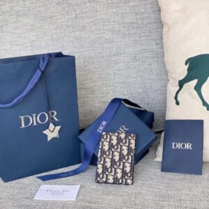 Replica Dior Bi Fold Card Holder Oblique White - high-end fake designer purse