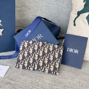 Replica Dior Bi Fold Card Holder Oblique White - top-rated replica designer bag