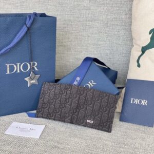 Replica Dior Jacquard Wallet Black - premium 1:1 fake handbag model