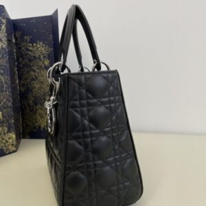 Replica Lady Dior Large Black Silver - realistic designer-inspired fake bag