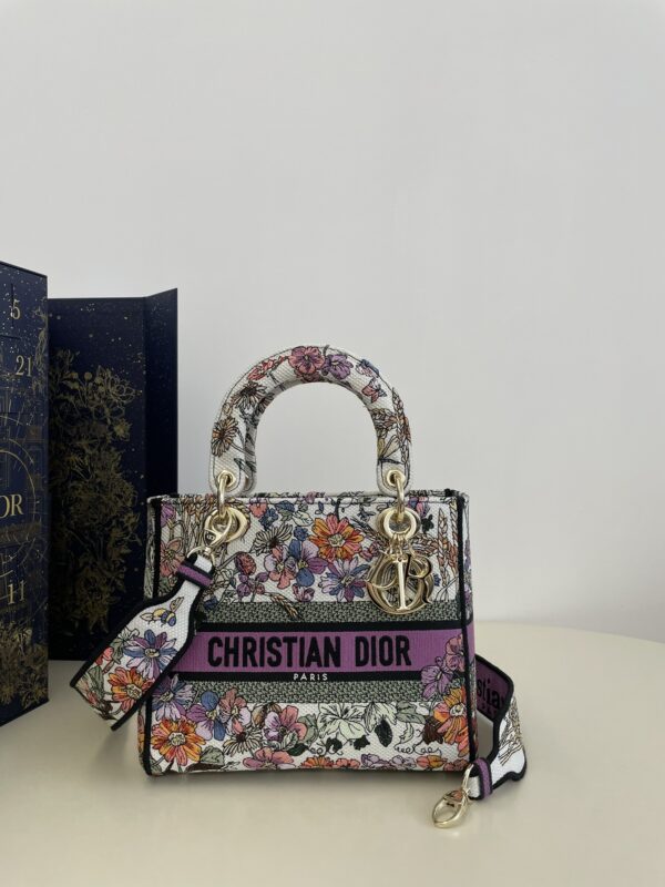 Replica Lady Dior D-Lite Purple Flowers - top-rated replica designer bag