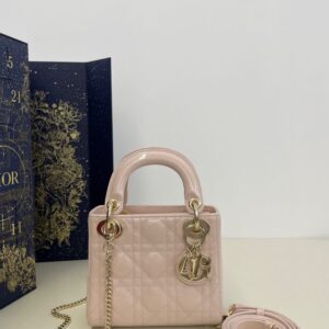 Replica Lady Dior Mini Pink Patent - best quality luxury bag dupe