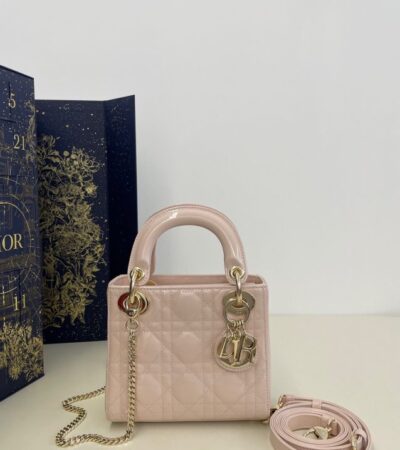Replica Lady Dior Mini Pink Patent - best quality luxury bag dupe