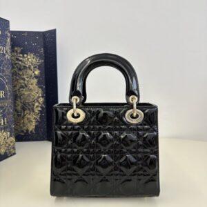 Replica Lady Dior Patent Black ABC - 1:1 designer replica handbag