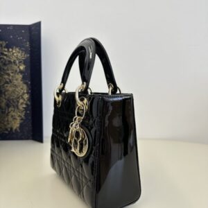 Replica Lady Dior Patent Black ABC - elite superclone designer purse