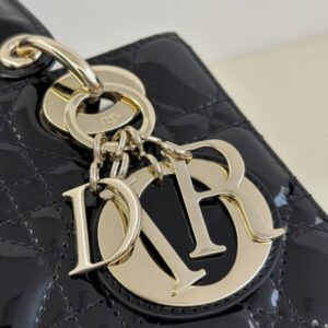 Replica Lady Dior Patent Black ABC - realistic designer-inspired fake bag