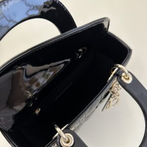 Replica Lady Dior Patent Black ABC - premium-grade designer purse dupe