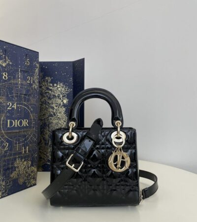 Replica Lady Dior Mini Black Patent - best quality luxury bag dupe