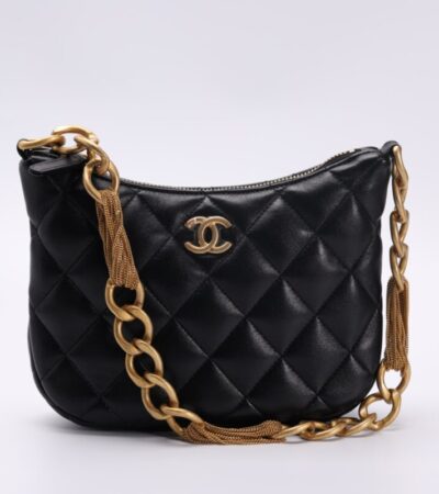 Replica CHANEL Chain Hobo Black - premium-grade designer purse dupe