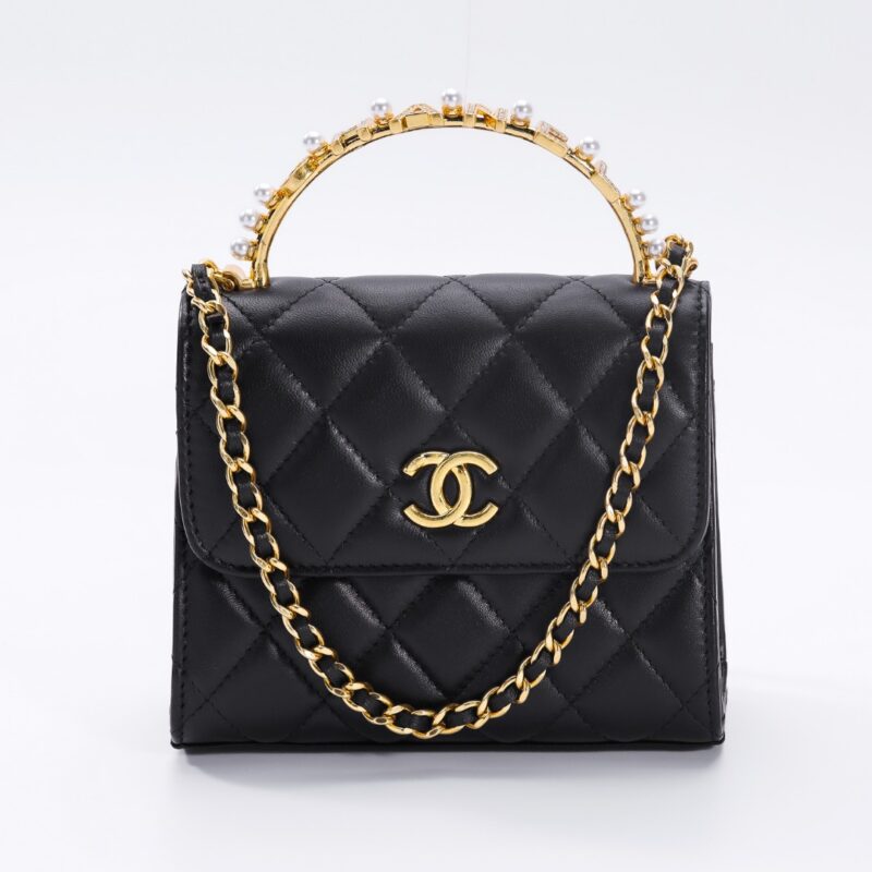 Replica CHANEL 23B Pearl Black Handle Bag - top-tier luxury replica shoulder bag