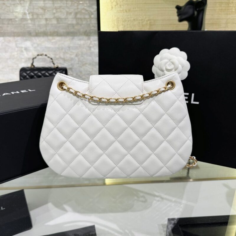 Replica CHANEL 24c Round Shoulder Bag White - high-accuracy replica luxury purse
