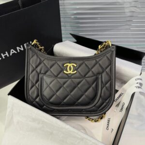Replica CHANEL 24s Hobo Black - best quality luxury bag dupe
