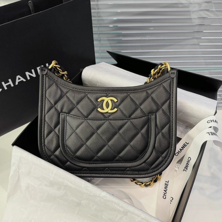 Replica CHANEL 24s Hobo Black - best quality luxury bag dupe