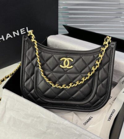 Replica CHANEL 24s Hobo Black - near-authentic luxury replica handbag