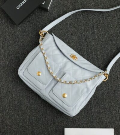 Replica CHANEL 24p Postman Small Light Blue - high-accuracy replica luxury purse