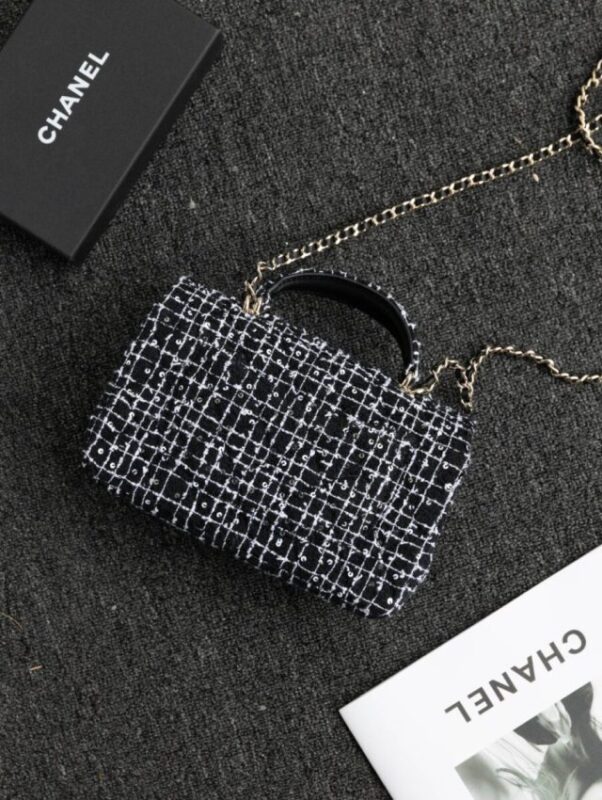Replica CHANEL 24p Tweed Black and White - high-accuracy replica luxury purse