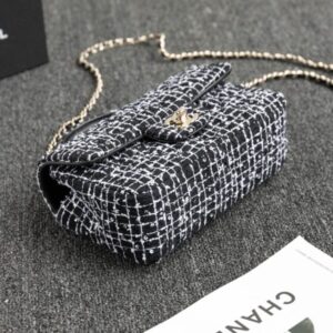Replica CHANEL 24p Tweed Black and White - best quality luxury bag dupe