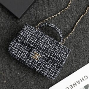 Replica CHANEL 24p Tweed Black and White - near-authentic luxury replica handbag