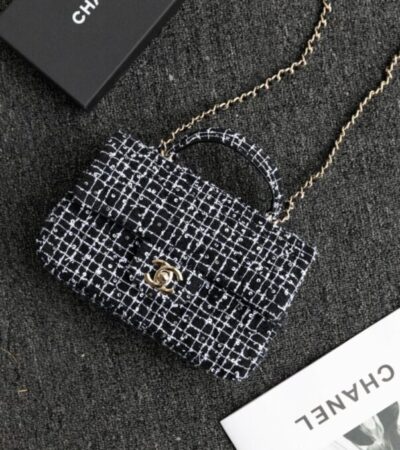 Replica CHANEL 24p Tweed Black and White - near-authentic luxury replica handbag