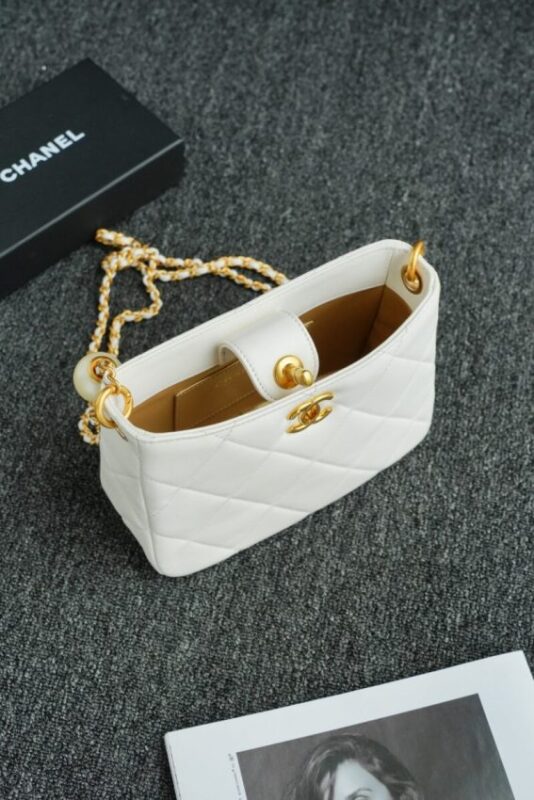 Replica CHANEL 24s Double Pearl White - premium 1:1 fake handbag model