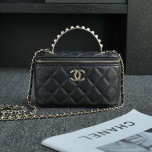 Replica CHANEL 24s Pearl Handle Box Black - authentic-look luxury purse replica