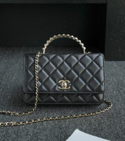 Replica CHANEL 24s Pearl Handle Black - 1:1 designer replica handbag