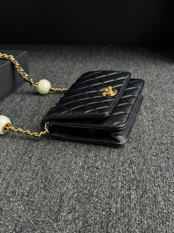 Replica CHANEL 24s Double Pearl Woc Black - authentic-look luxury purse replica