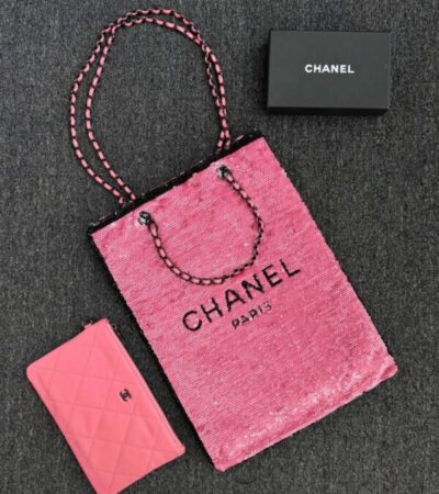 Replica CHANEL Sequin Shoulder Bag Pink - ultra-realistic fake designer tote