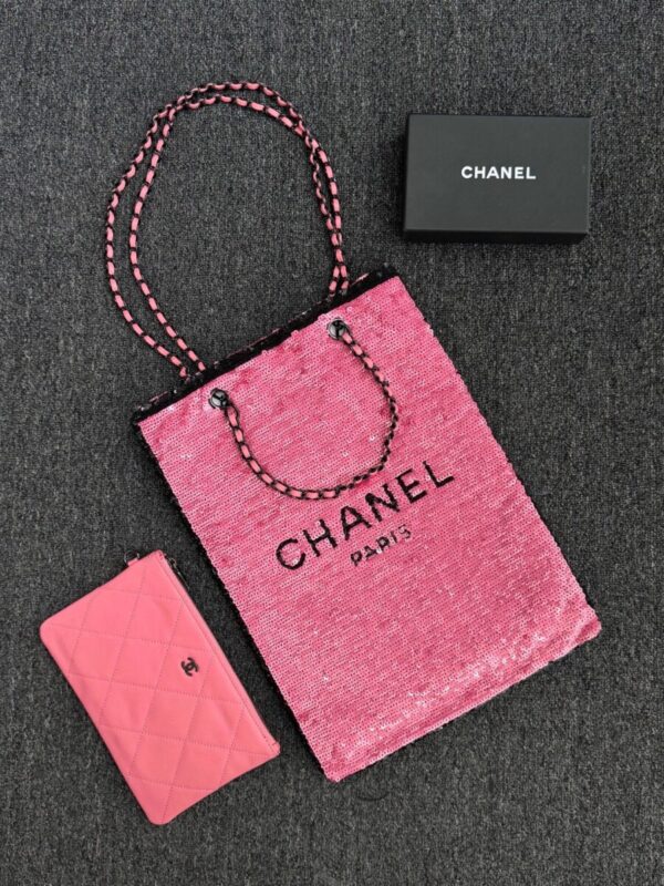 Replica CHANEL Sequin Shoulder Bag Pink - ultra-realistic fake designer tote