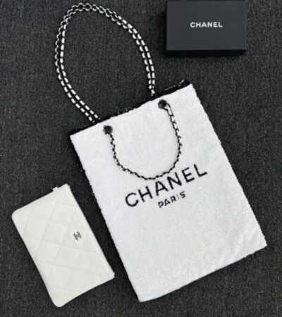 Replica CHANEL Sequin Shoulder Bag White - high-quality designer bag clone