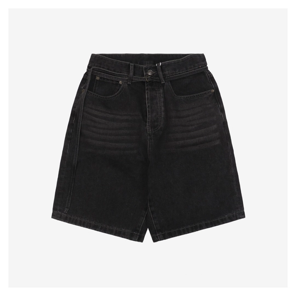 Acne Studios Belted Straight-Leg Denim Shorts