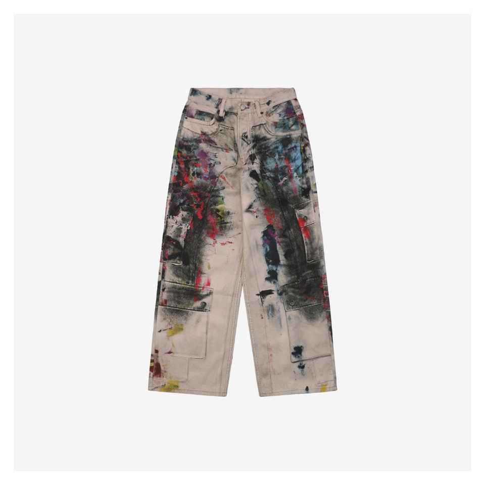 Acne Studios Painter Graffiti Print Denim Jeans