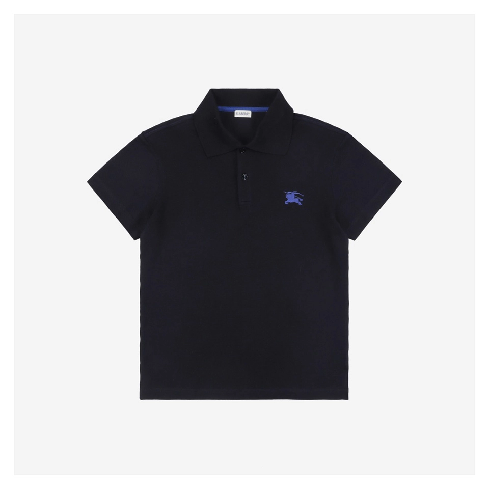 BBry Blue Equestrian Knight Logo Embroidered Polo Shirt
