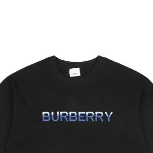 BBry Blue & White Slogan Embroidered T-shirt Black