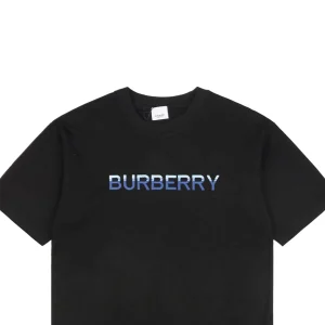 BBry Blue & White Slogan Embroidered T-shirt Black
