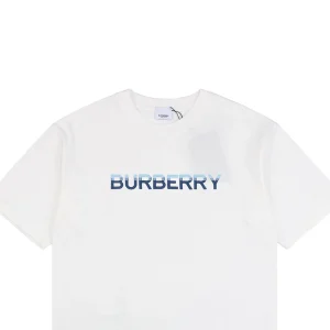 BBry Blue & White Slogan Embroidered T-shirt White