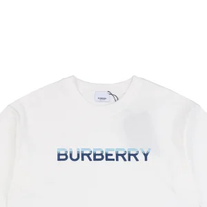 BBry Blue & White Slogan Embroidered T-shirt White